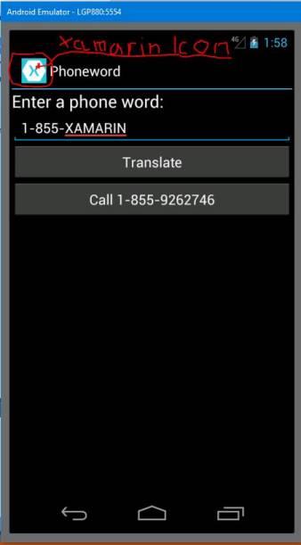 Screenshot Xamarin in Android Emulator